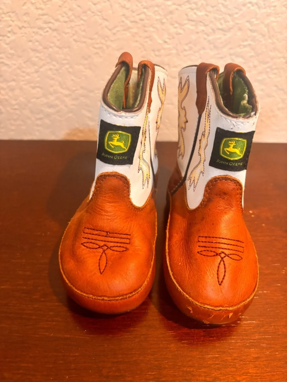 John Deere Baby Two-Tone Brown and‎ White Western Boots